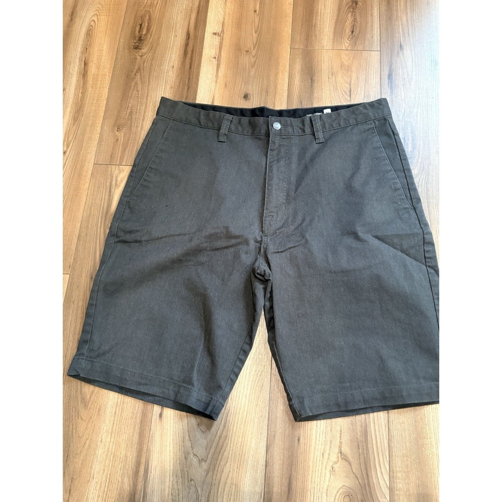 Volcom Shorts Chino Men's 36 Charcoal Gray Golf 10.5" Inseam Khaki